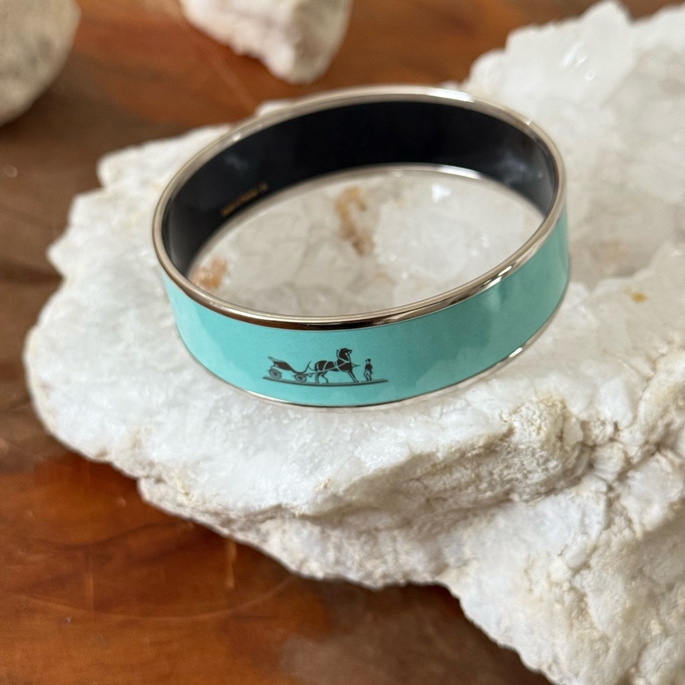 HERMÈS Turquoise Blue Enamel Bangle Bracelet - New